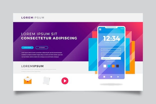 Free vector landing page with smartphone