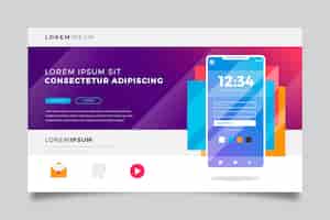 Free vector landing page with smartphone