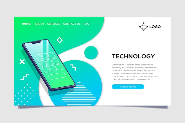 Free Vector landing page with smartphone