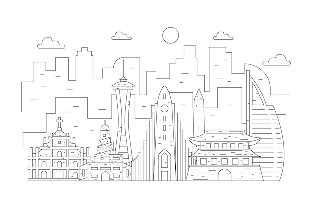 Free Vector landmarks skyline outline