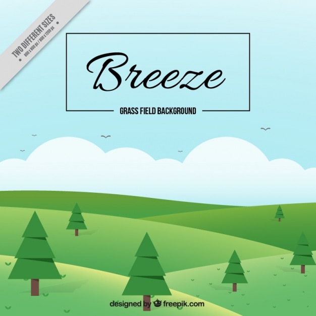 Free Vector landscape background of green meadow and pines