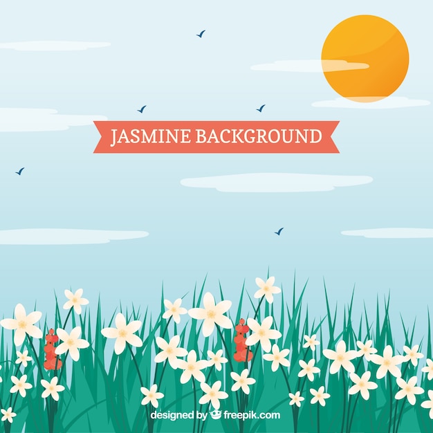 Free vector landscape background with pretty jasmine