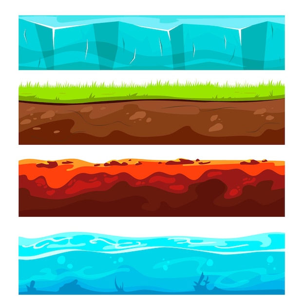 Free vector landscape ground layers set