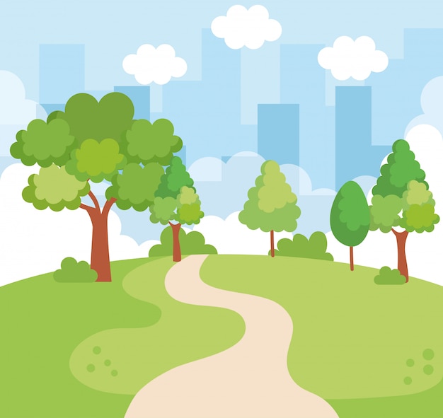 Free vector landscape park scene icon