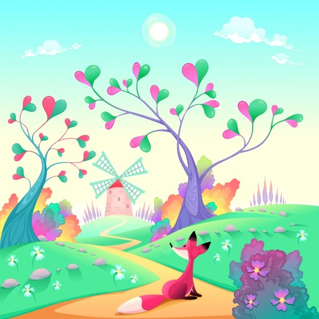 Free Vector landscape with hearts