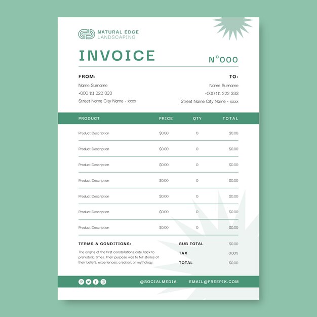 Landscaping invoice template design