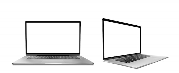 Free Vector laptop computer with white screen and keyboard