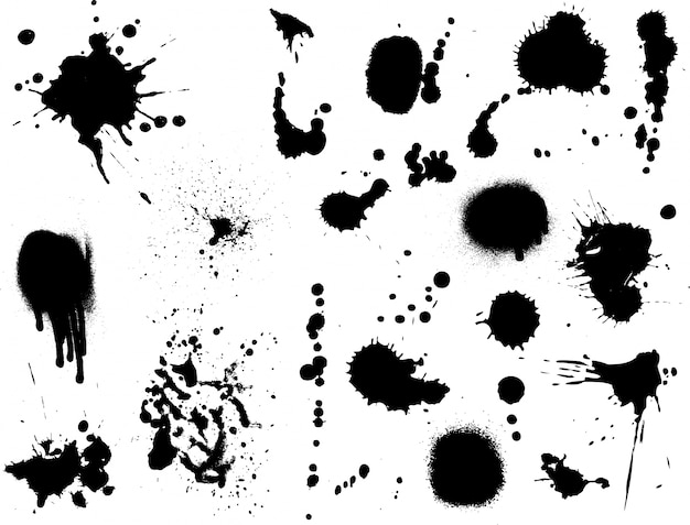 Free vector large collection of detailed ink splats