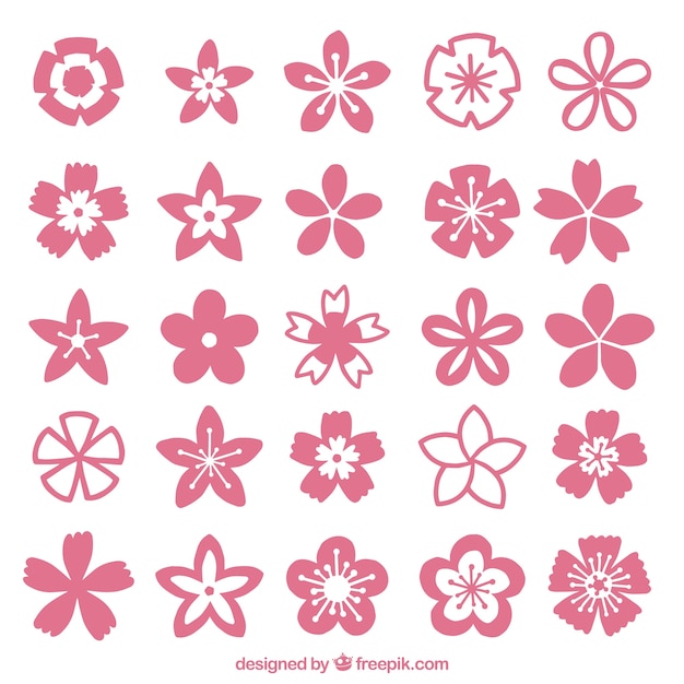 Free vector large collection of flowers and cherry