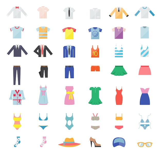 Free vector large set of clothes for men and women. fashion icons. vector illustration