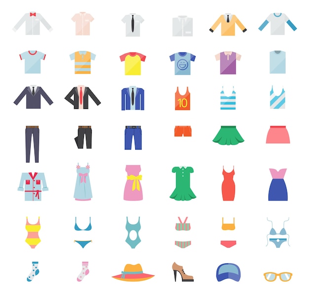 Free Vector large set of clothes for men and women. fashion icons. vector illustration