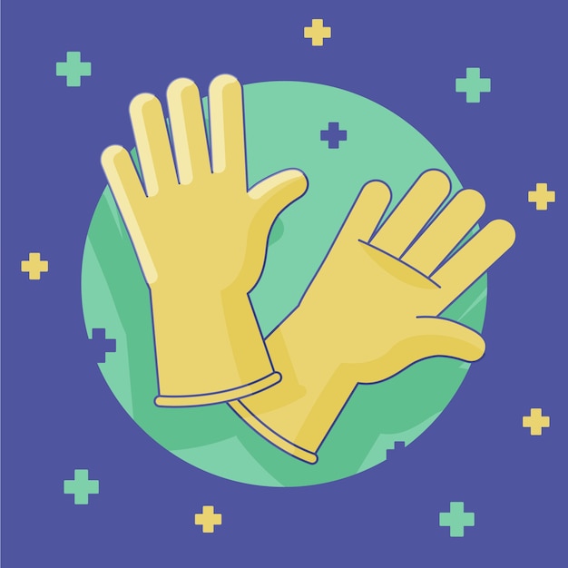 Free Vector latex yellow gloves for personal protection