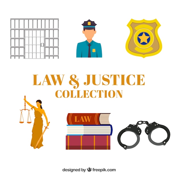 Free Vector law and justice collection with flat design