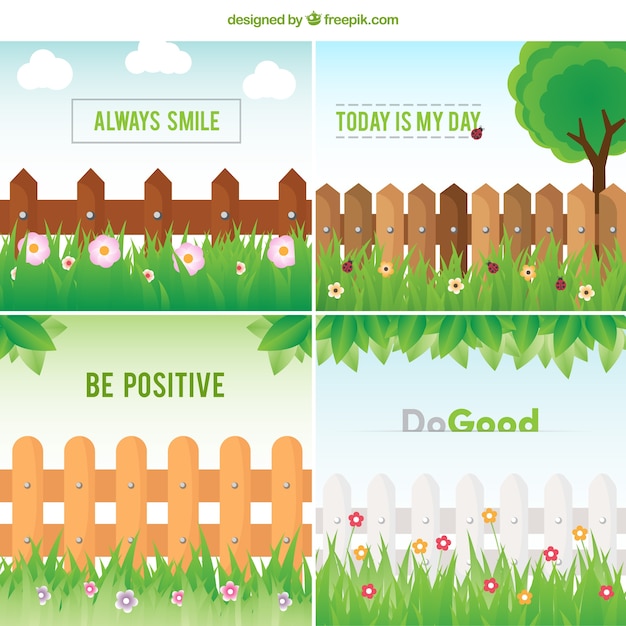 Free Vector lawn cards with positive phrases