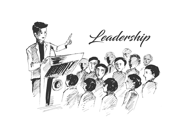 Free Vector leader and a team crowd business people or politicians leadership concept