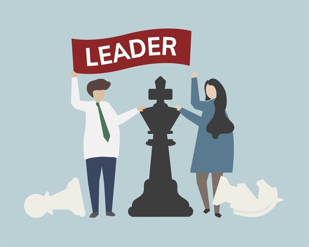 Free Vector leadership with chess strategy concept illustration