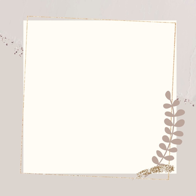 Free Vector leafy gold frame on beige background vector