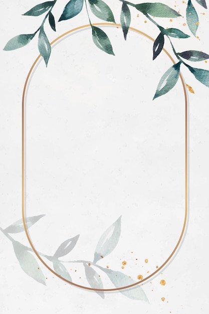 Free vector leafy golden oval frame vector