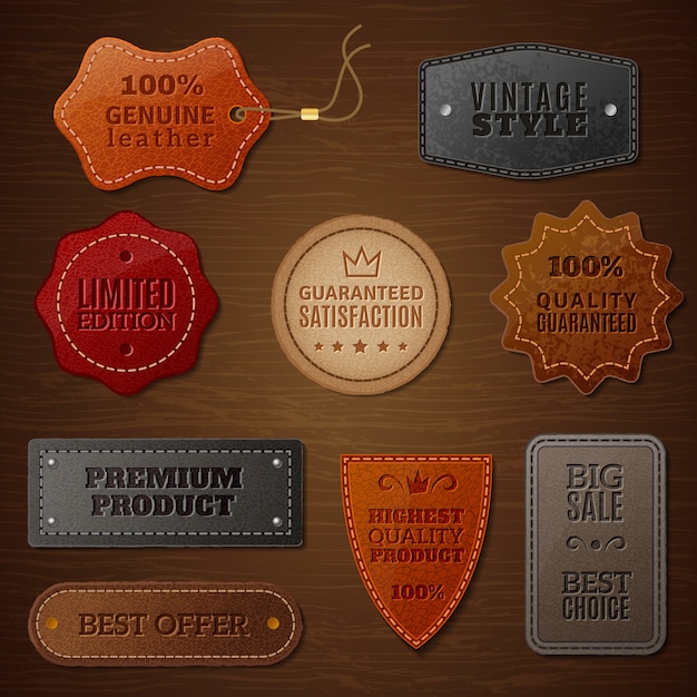 Free Vector leather label set