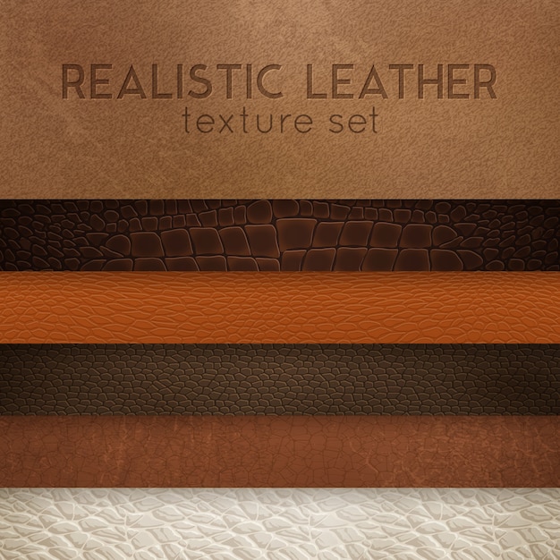 Free vector leather texture realistic samples set
