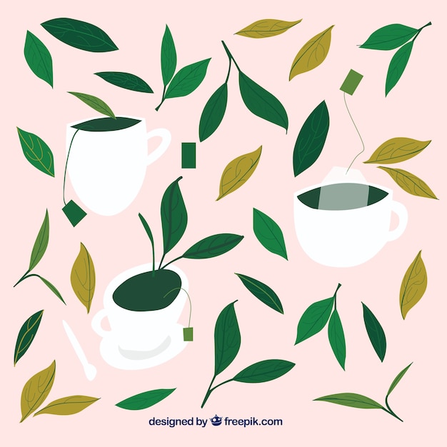 Free Vector leaves background to prepare tea