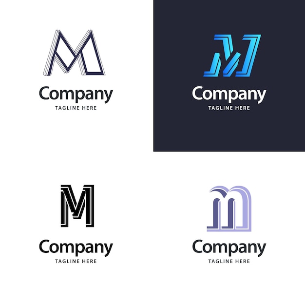 Free Vector letter m big logo pack design creative modern logos design for your business vector brand name illustration