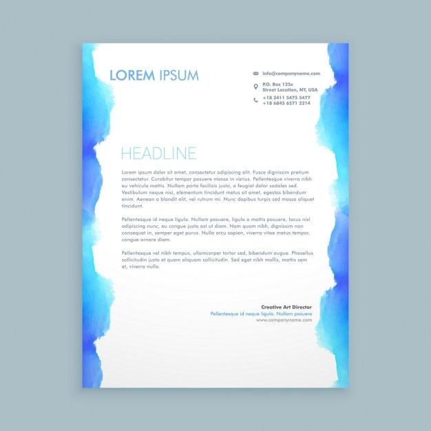 Free Vector letterhead design with blue ink