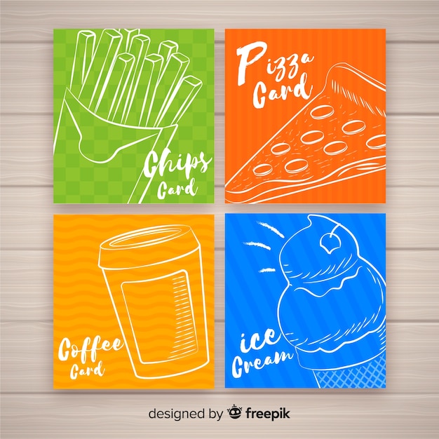 Free Vector lettering food card collection