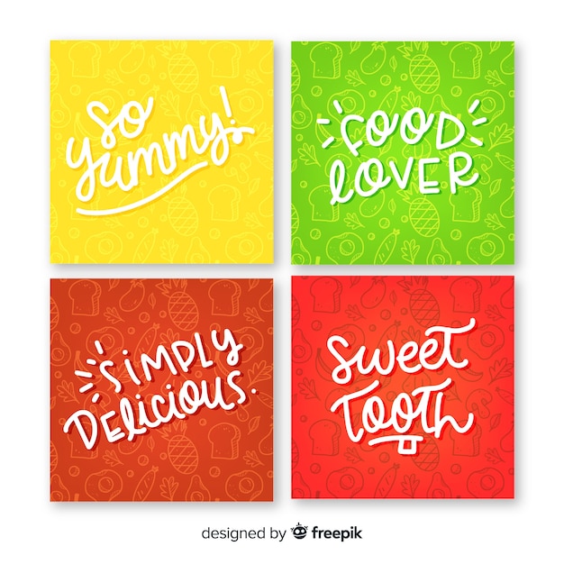 Free Vector lettering food card set