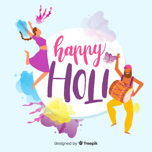 Free Vector lettering happy holi