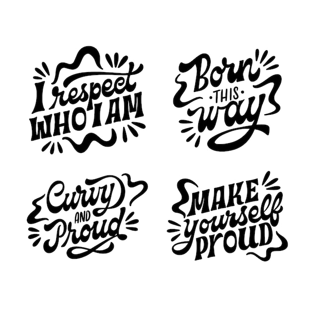 Free Vector lettering proud stickers collection