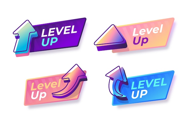 Free Vector level up label collection