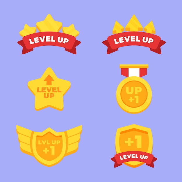 Free Vector level up label collection