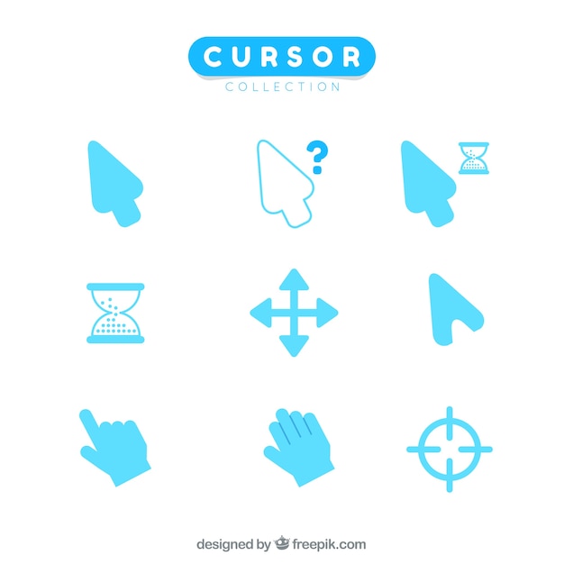 Free Vector light blue cursor collection