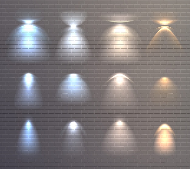 Free Vector light effects brick wall set