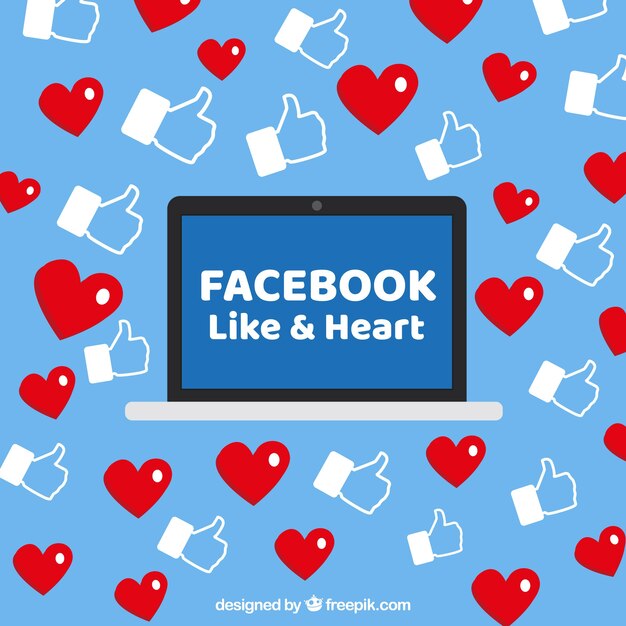 Free Vector likes and hearts facebook background