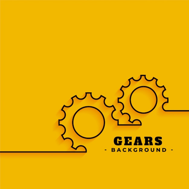 Line gears symbols on yellow background