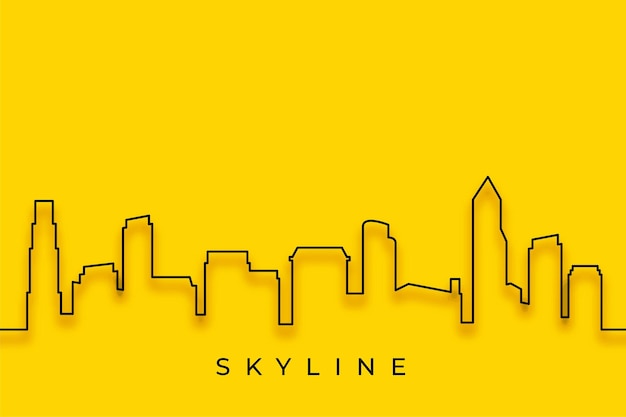 Free vector line style cityscape building background for urban development