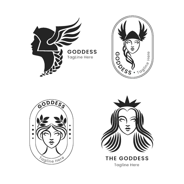 Free Vector linear flat goddess logos pack