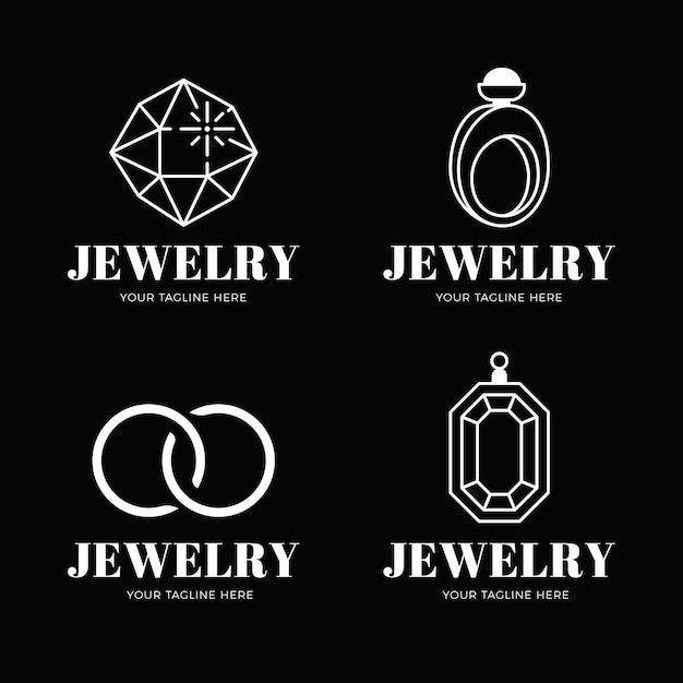 Free Vector linear flat jewelry logo collection