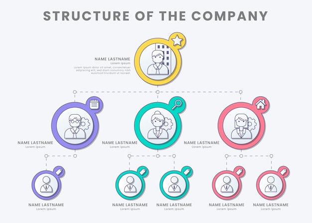 Free Vector linear flat organizational chart infographic