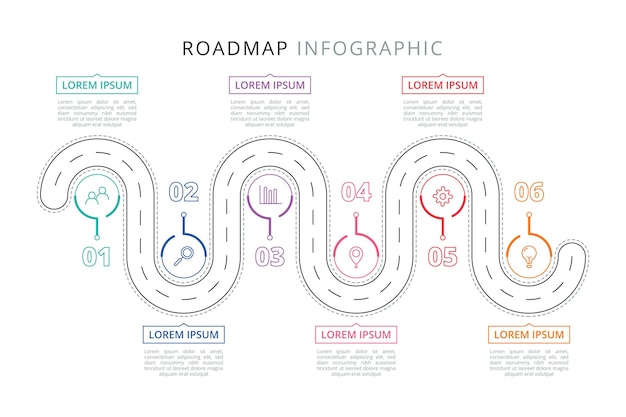 Free Vector linear flat roadmap infographic template