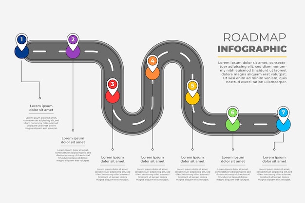 Free Vector linear flat roadmap infographic template