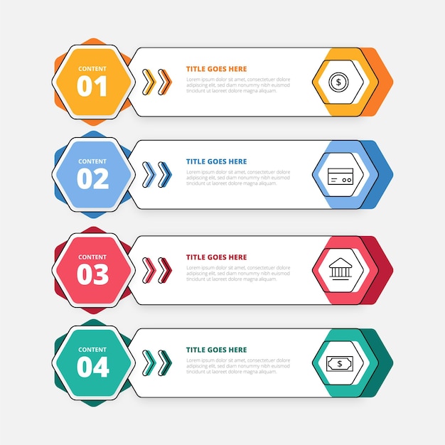 Free Vector linear flat table of contents infographic template