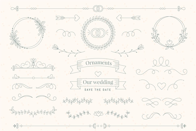 Linear flat wedding ornaments