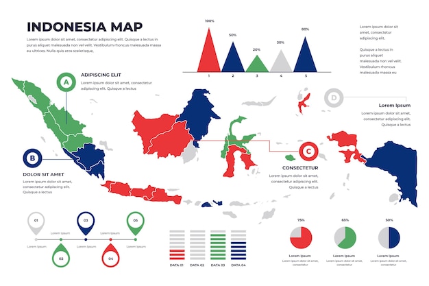 Free Vector linear indonesia map infographic template