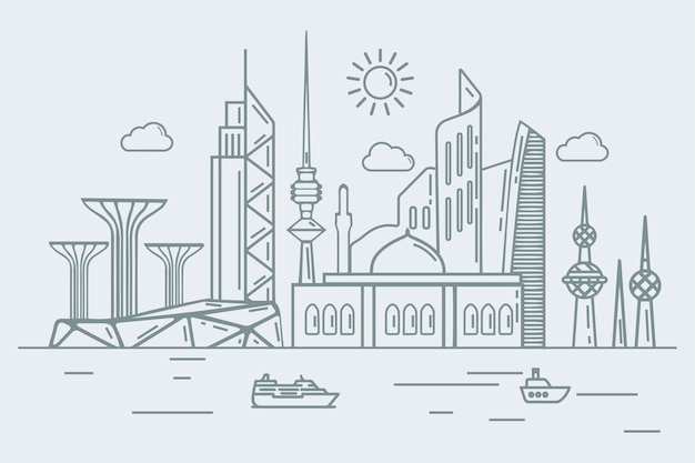 Linear style kuwait skyline