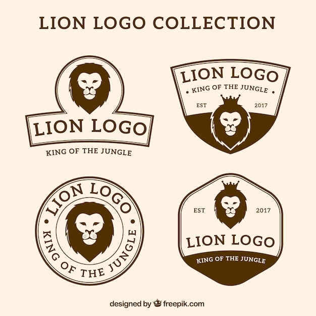 Free Vector lion logos, vintage style