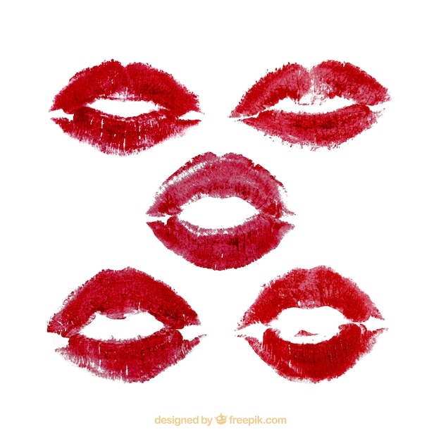 Free Vector lipstick kisses collection in red and rose color