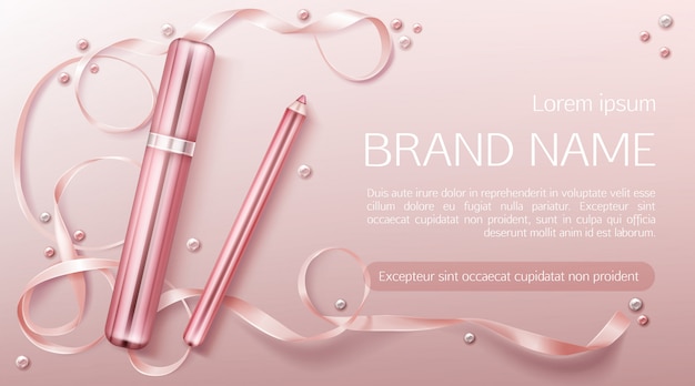 Free Vector lipstick with ribbon banner template